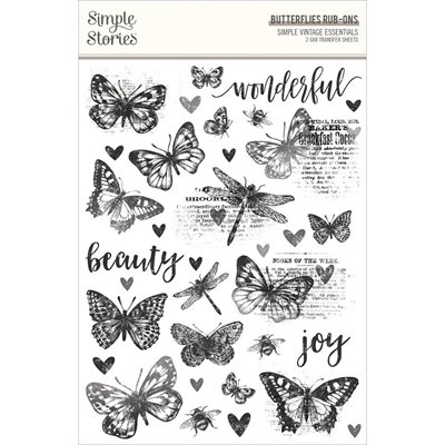 Simple Vintage Essentials Rub-Ons-Butterflies