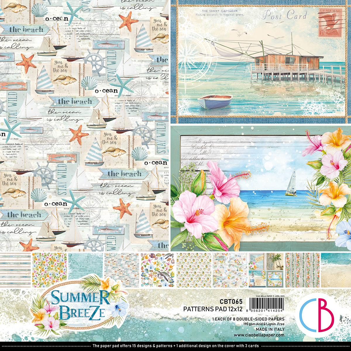CIAO BELLA PATTERNS PAD 12X12- 8 PAPERS- SUMMER BREEZE