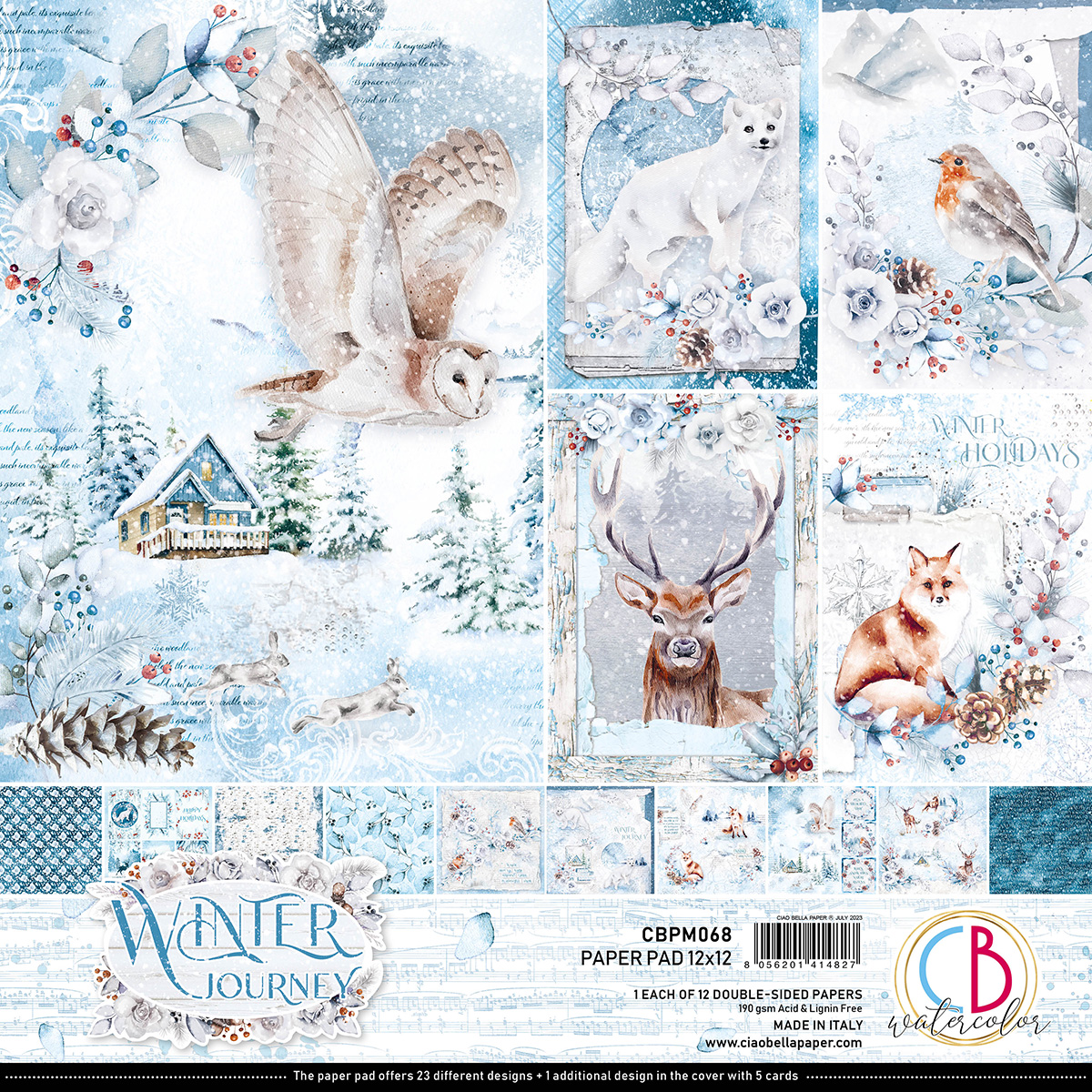 Ciao Bella Winter Journey Paper Pad 12"x12" 12 / Pkg