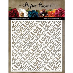 paper rose- stencil 6x6 - love text